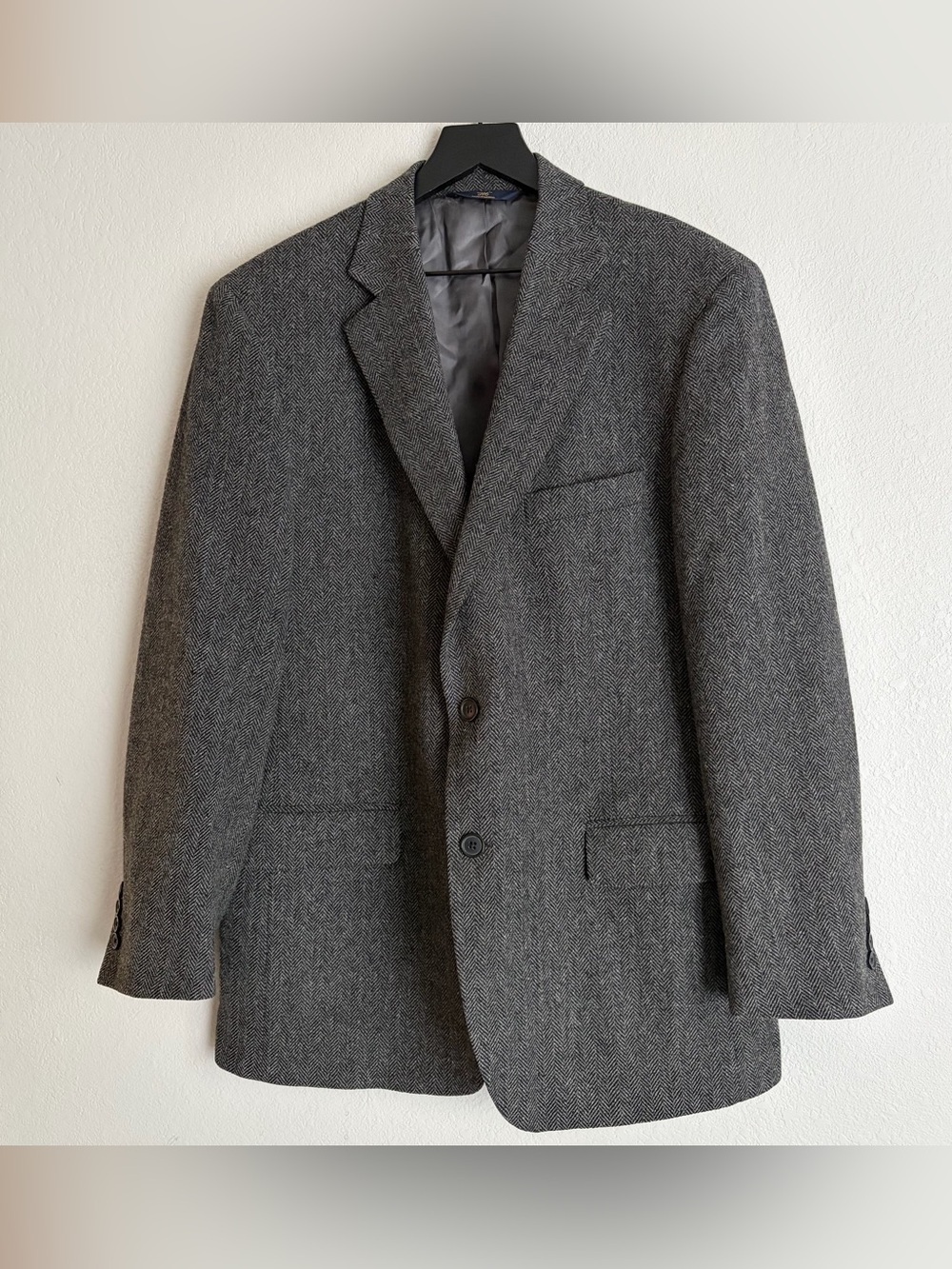 Brooks Brothers Mens 346 Tweed Herringbone Sport Coat Blazer 42R Charcoal